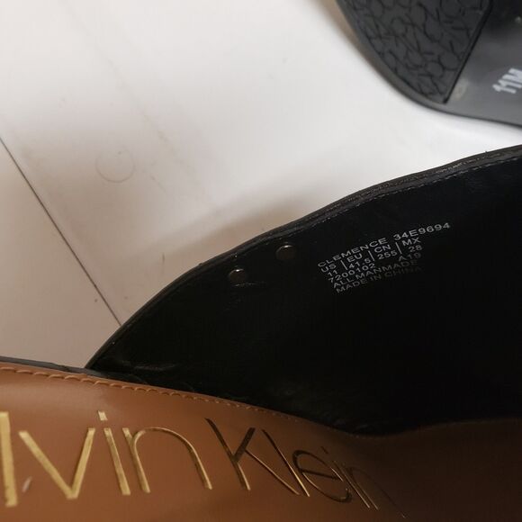 Calvin Klein Women’s Open Toe Mule Chunky Heel Snakeskin Accent Size 11M NWOB - Picture 10 of 14